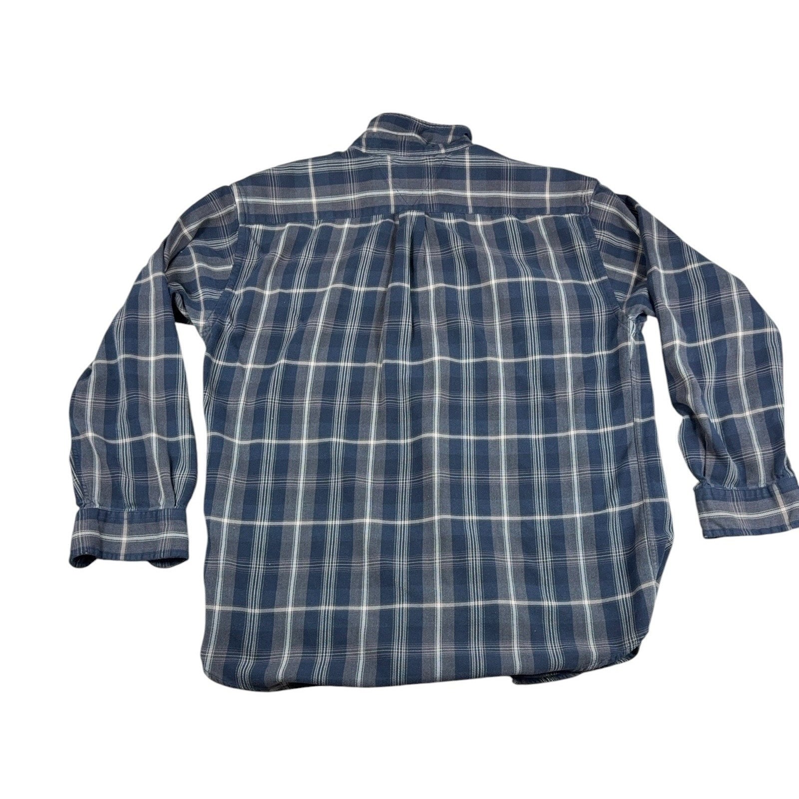 Vintage Tommy Hilfiger Plaid Button Down Shirt Mens L Blue Gray 90s Y2K Flag