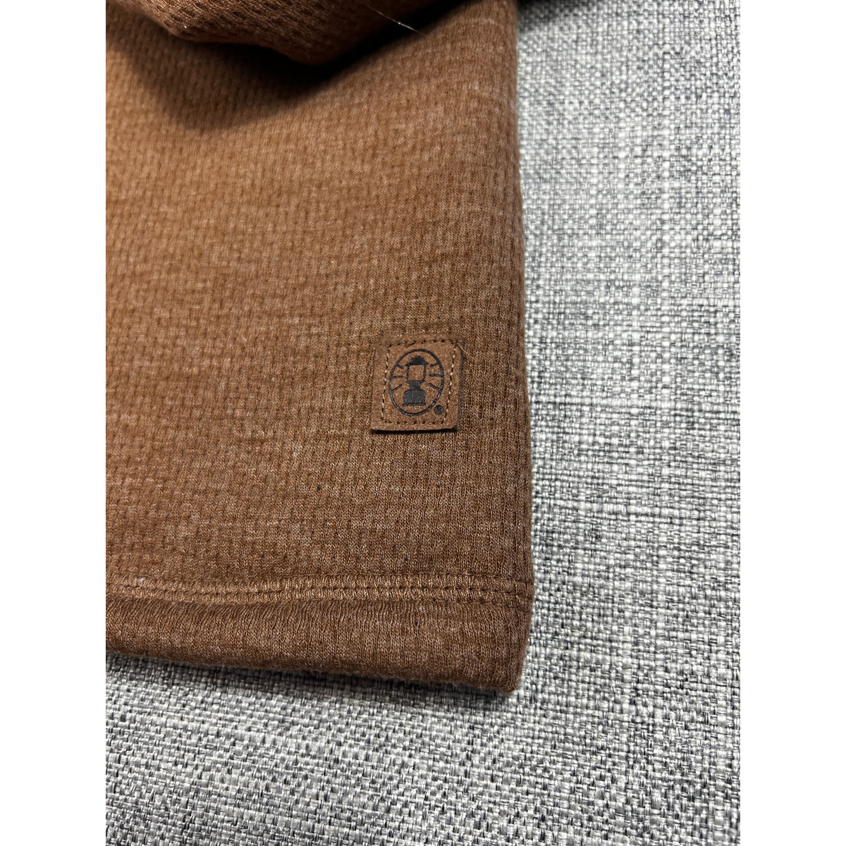 Coleman Sherpa Lined Henley Mens XL Brown Waffle Knit Workwear Pullover