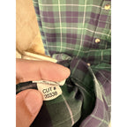 Mizzen+Main Mens M Standard Fit Green Navy Plaid Performance Dress Shirt US Made