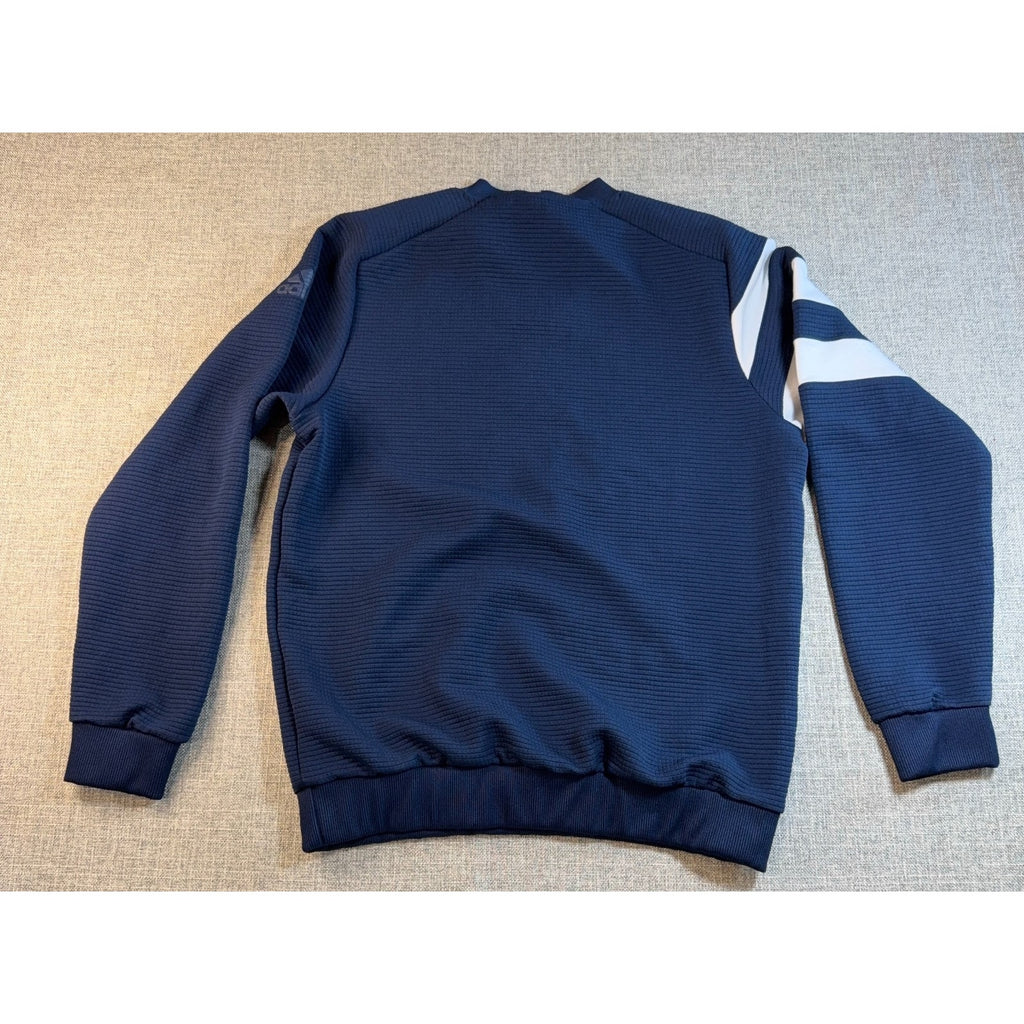 adidas USA Volleyball Crewneck Sweatshirt Mens Large Blue Textured Stripe Sleeve