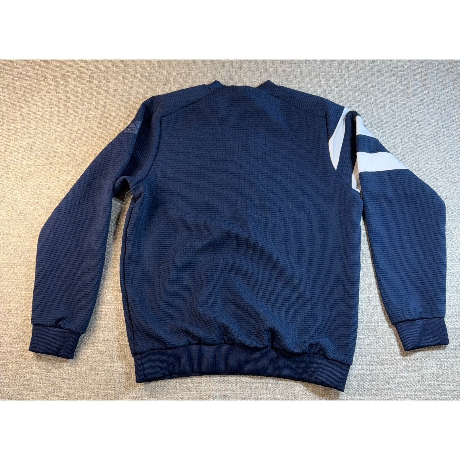 adidas USA Volleyball Crewneck Sweatshirt Mens Large Blue Textured Stripe Sleeve