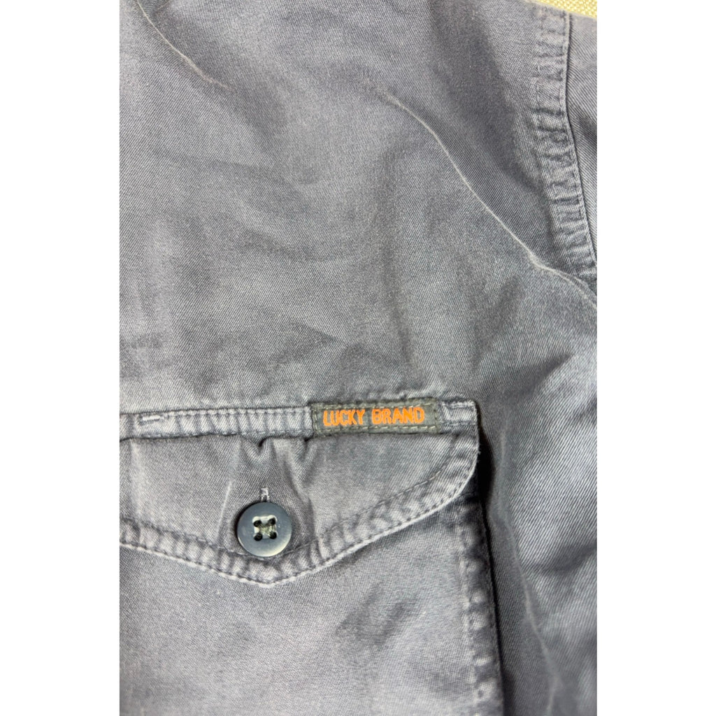 Lucky Brand Mens M Blue Utility Work Shirt 100% Cotton Long Sleeve Button Up