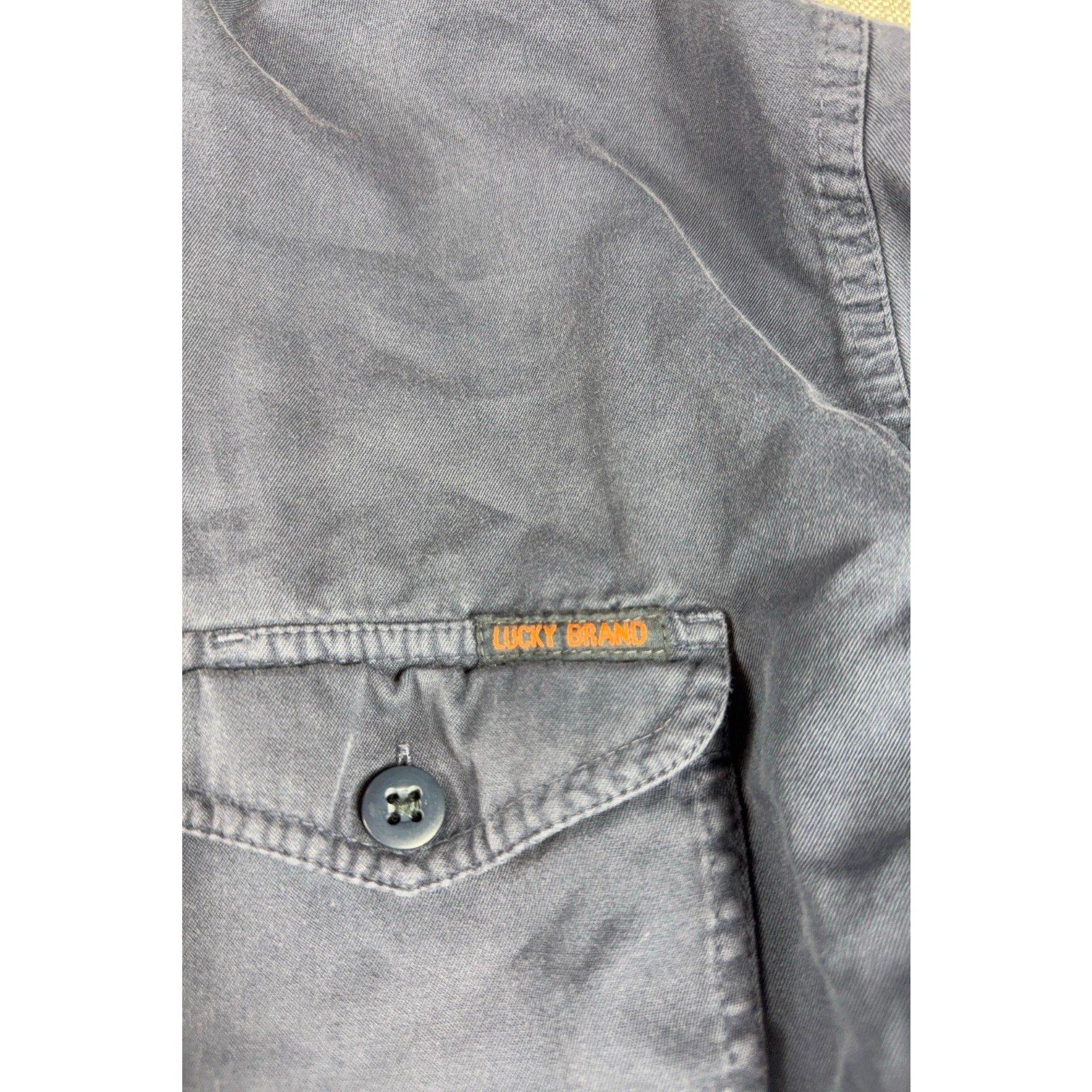 Lucky Brand Mens M Blue Utility Work Shirt 100% Cotton Long Sleeve Button Up