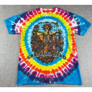 Liquid Blue Grateful Dead Tie Dye T Shirt Mens L Skeleton Roses Psychedelic