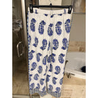 Atelier Nicole Miller Womens XS Blue White Boho Palazzo Pants Wide Leg Resort