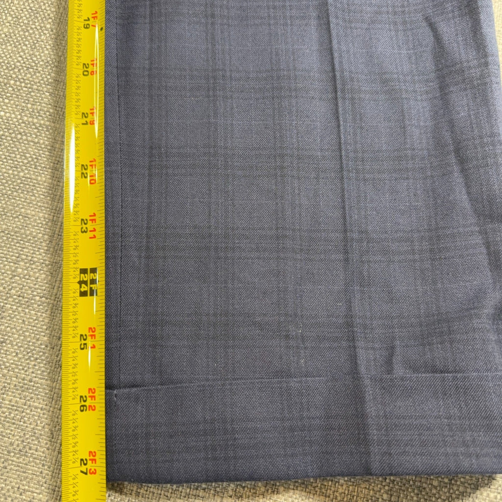 Ralph Lauren Mens Dress Pants 36x30 Navy Plaid Pleated Cuffed Stretch