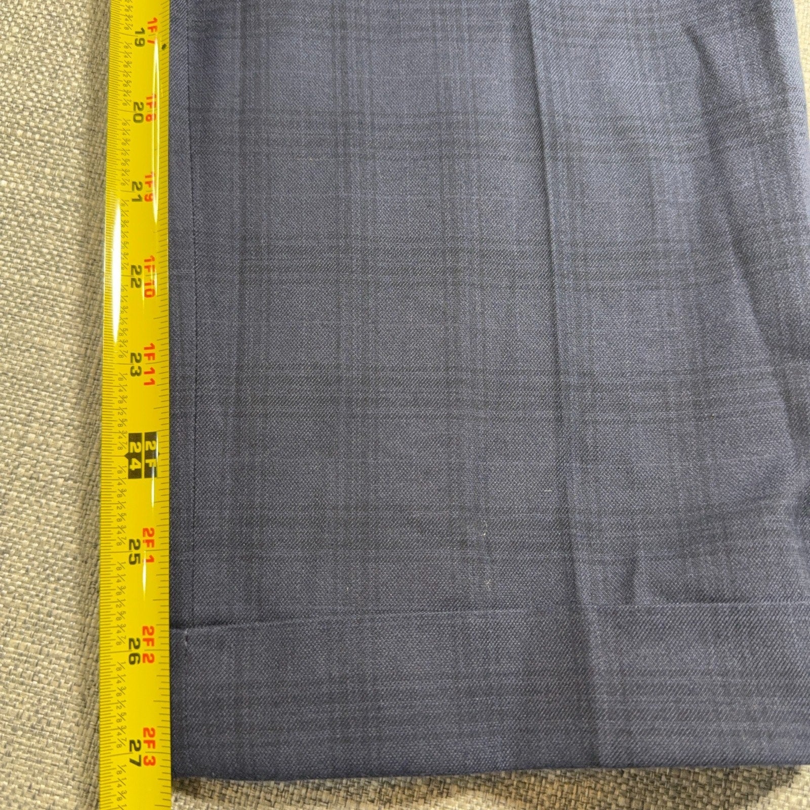 Ralph Lauren Mens Dress Pants 36x30 Navy Plaid Pleated Cuffed Stretch