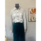 Banana Republic Womens L Gray Satin Button Shirt Long Sleeve Office Minimalist
