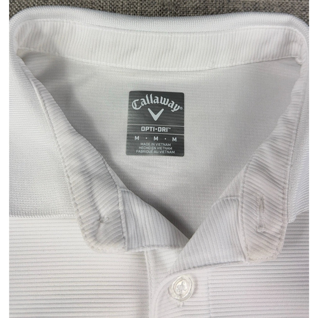 Callaway Opti-Dri Golf Polo Mens M White Ink Tour Embroidered Performance Shirt