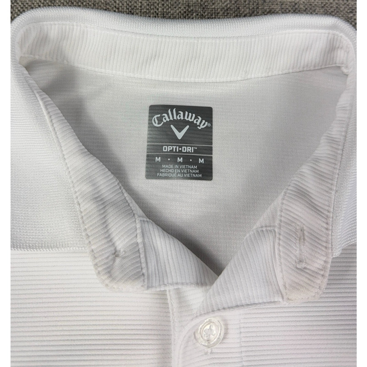 Callaway Opti-Dri Golf Polo Mens M White Ink Tour Embroidered Performance Shirt