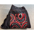 Refuse Life Style Denim Jeans Mens 34 Black Y2K Embroidered Pockets Streetwear