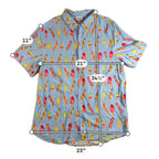 Cove Mens XL Rayon Button Up Shirt Blue Popsicle Print Novelty Vacation Beach