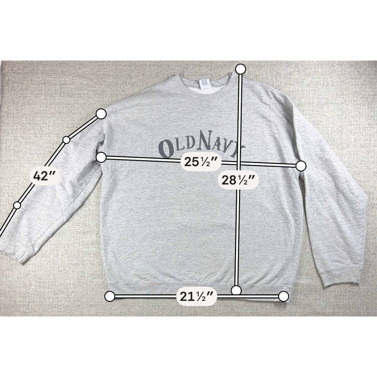 Vintage Old Navy Trademark Sweatshirt Mens XL Gray Crewneck Spellout Distressed