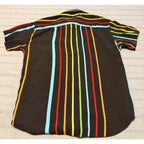 2 Men’s Button Up Shirts Medium Striped Short Sleeve Summer Vacation Bundle
