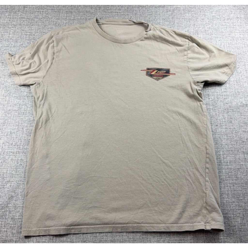 Wrangler ZZ Top Lowdown Since 69 Mens L Tan Double Sided Graphic T Shirt