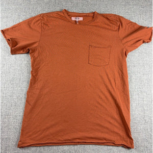 Rag & Bone Miles Pocket T Shirt Mens M Orange Organic Cotton Raw Hem Made Peru
