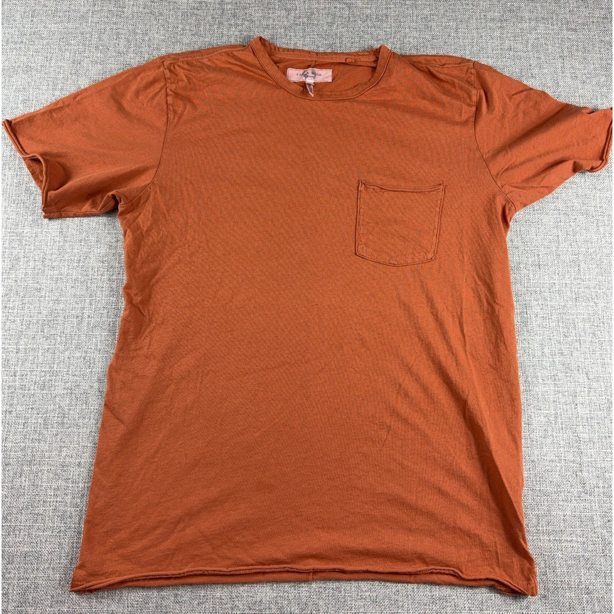 Rag & Bone Miles Pocket T Shirt Mens M Orange Organic Cotton Raw Hem Made Peru
