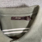 Tasso Elba Mens XL Olive Green Striped Polo Shirt 100% Cotton Short Sleeve Casua