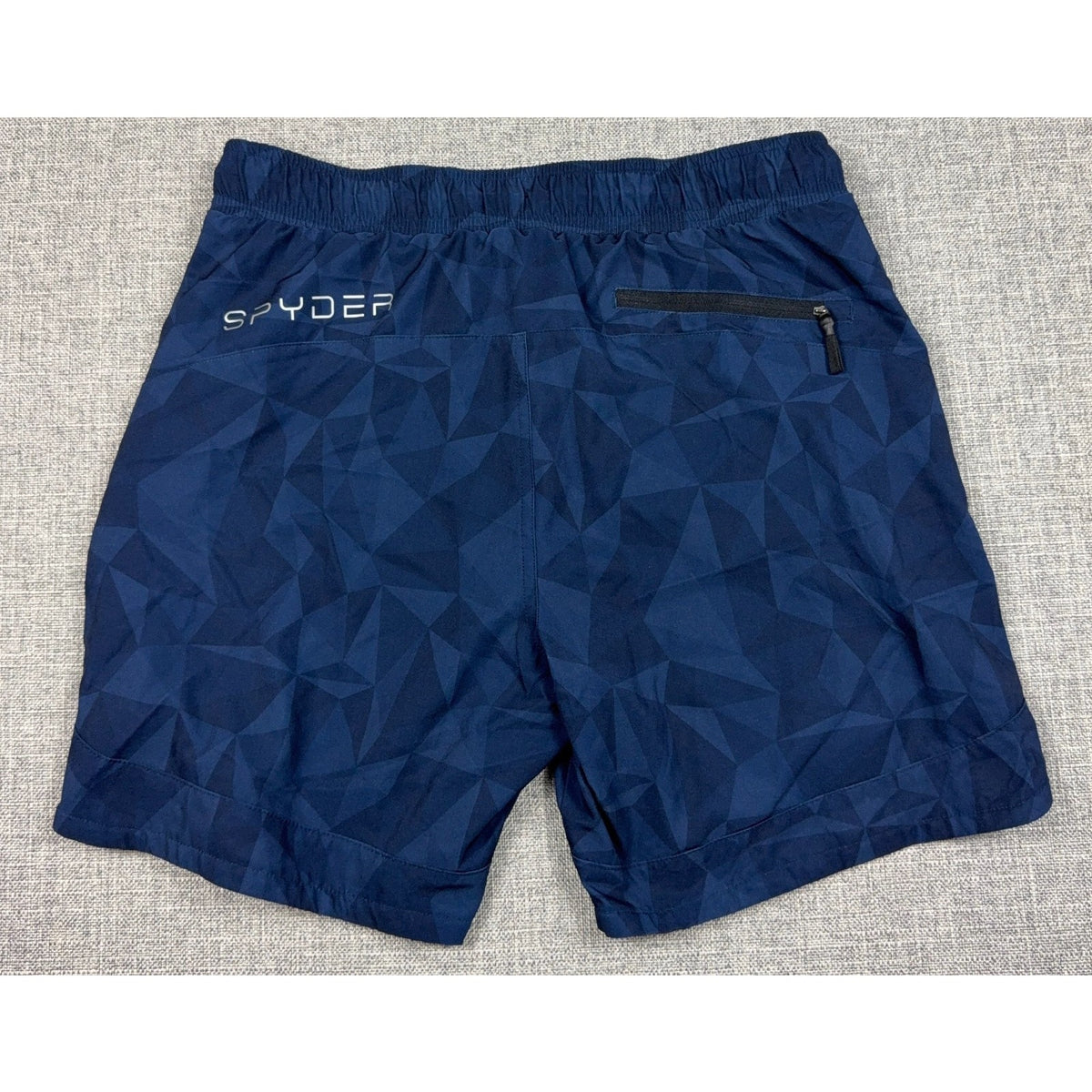 Spyder Swim Trunks Mens M Navy Geometric Lined Drawstring Shorts Flaw