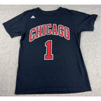 Adidas Derrick Rose Chicago Bulls #1 T Shirt Mens M NBA Black Stitched Graphic