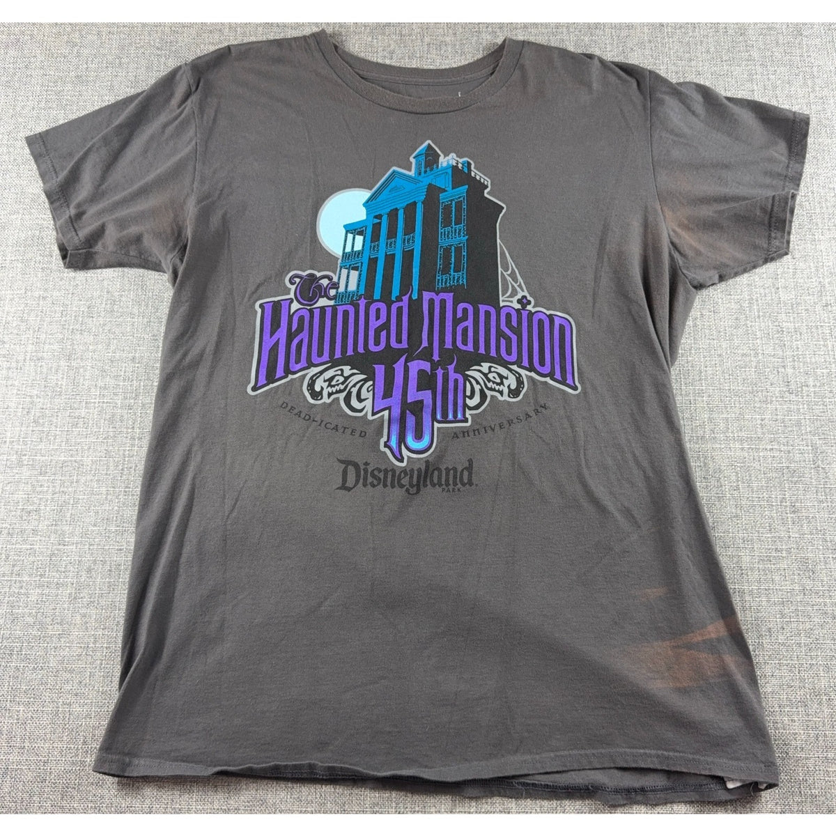 Disney Haunted Mansion 45th Anniversary T Shirt Mens L Disneyland 2014 Flaws