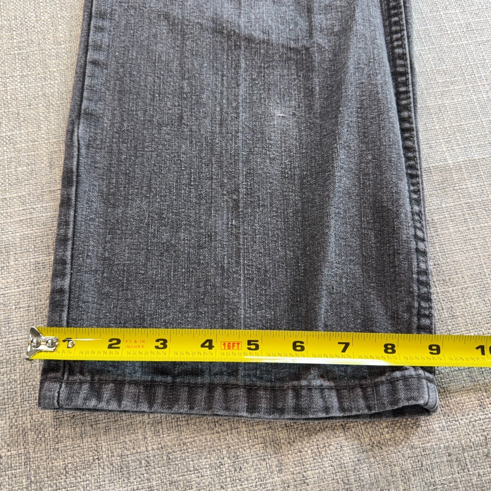 Chams Mens Jeans 36 Gray Black Y2K Embroidered Pocket Straight Leg Denim