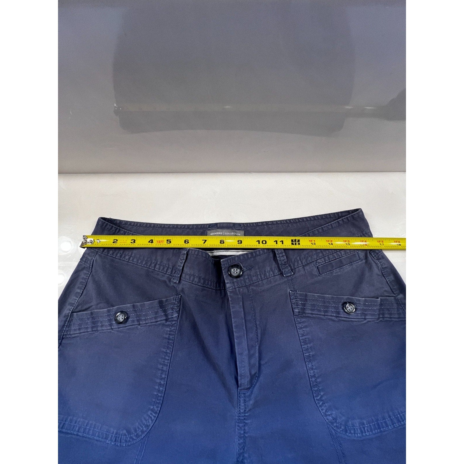Dockers Collection Curvy Bermuda Shorts Womens 12 Blue Stretch Mid Rise Casual