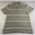 Tasso Elba Mens XL Olive Green Striped Polo Shirt 100% Cotton Short Sleeve Casua
