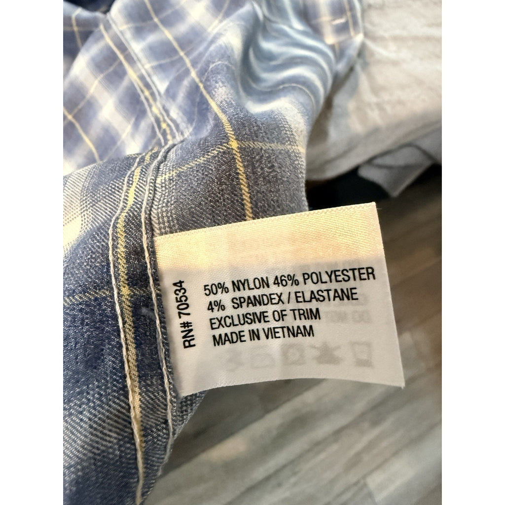 Orvis Active Fit Shirt Mens Medium Blue Plaid Fishing Travel Stretch Button Up