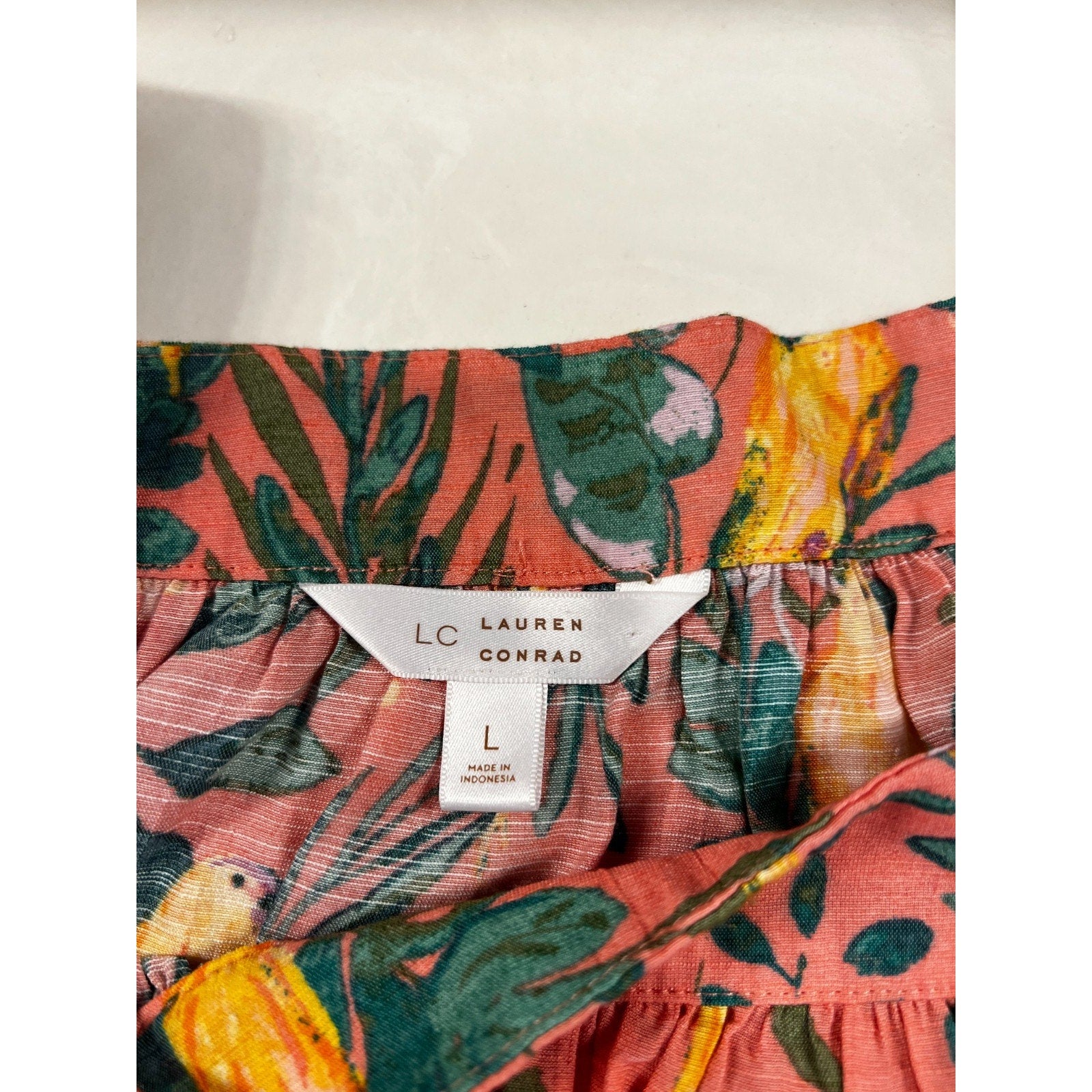 Cottagecore Boho Resortwear Lauren Conrad L Tropical Puff Sleeve Peasant Blouse