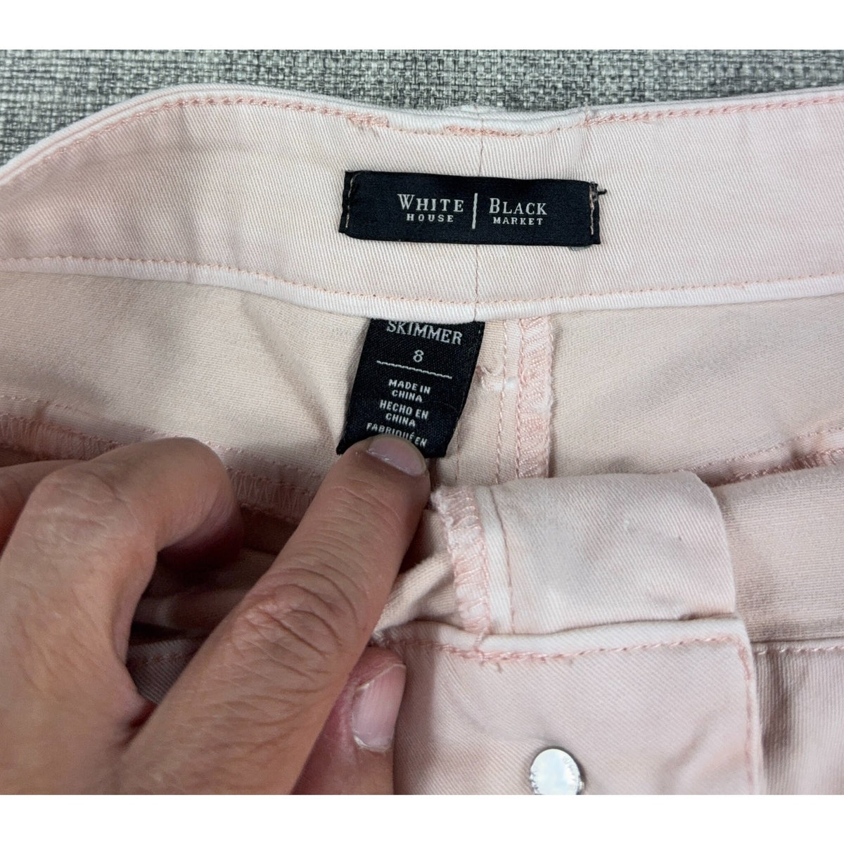 WHBM Skimmer Pants Womens 8 Blush Pink Cargo Skinny Ankle Zip Utility