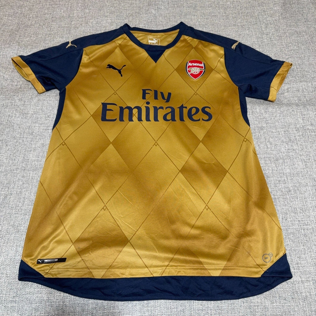 Arsenal 2015/16 Away Jersey Puma Gold Navy Fly Emirates Men’s L 747568