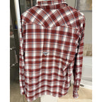 Columbia PFG Plaid Fishing Shirt Men’s Medium Red Snap Long Sleeve Outdoors