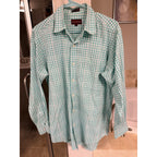 Chaps Ralph Lauren Button Down Shirt Mens Medium Green Check Plaid Cotton Casual