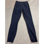 MOTHER The Swooner Crop Fray Jeans Womens 27 Dark Wash High Rise Raw Hem