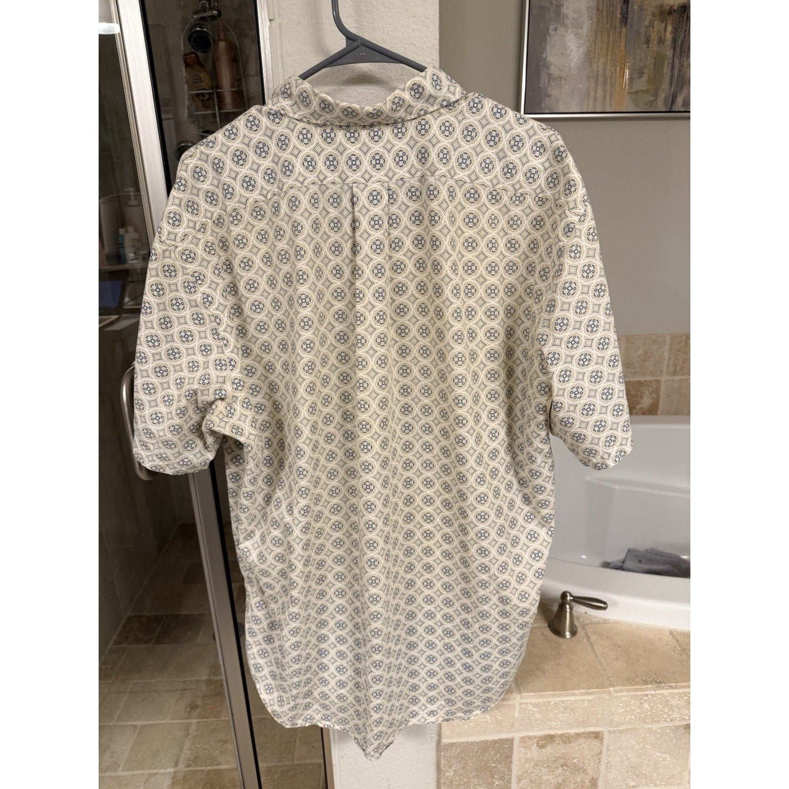 Vintage Daniel Cremieux Men’s L Geometric Print Shirt 100% Cotton Hong Kong