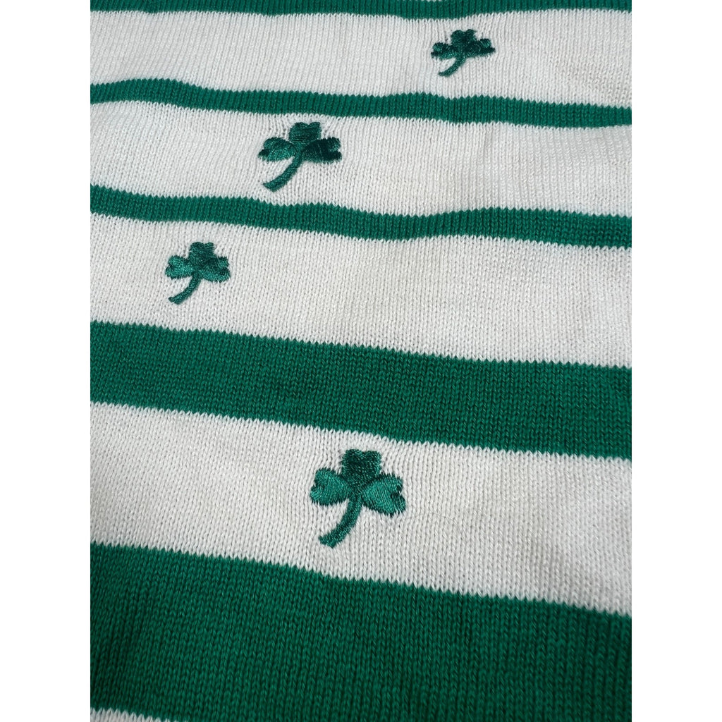 Maurada St Patrick's Day Sweater Womens 1X Green White Shamrock Striped
