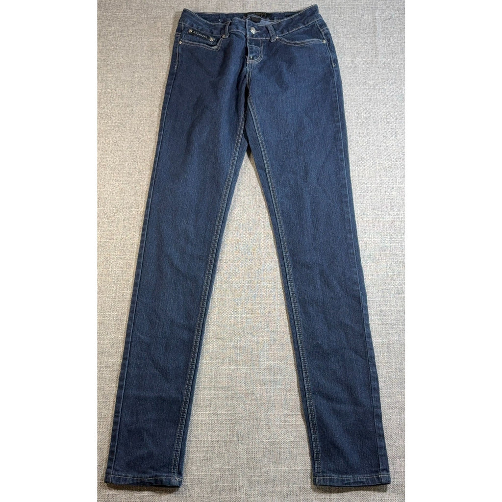 Rocawear Womens Jeans Size 7 Dark Wash Slim Straight Y2K Embroidered Pockets