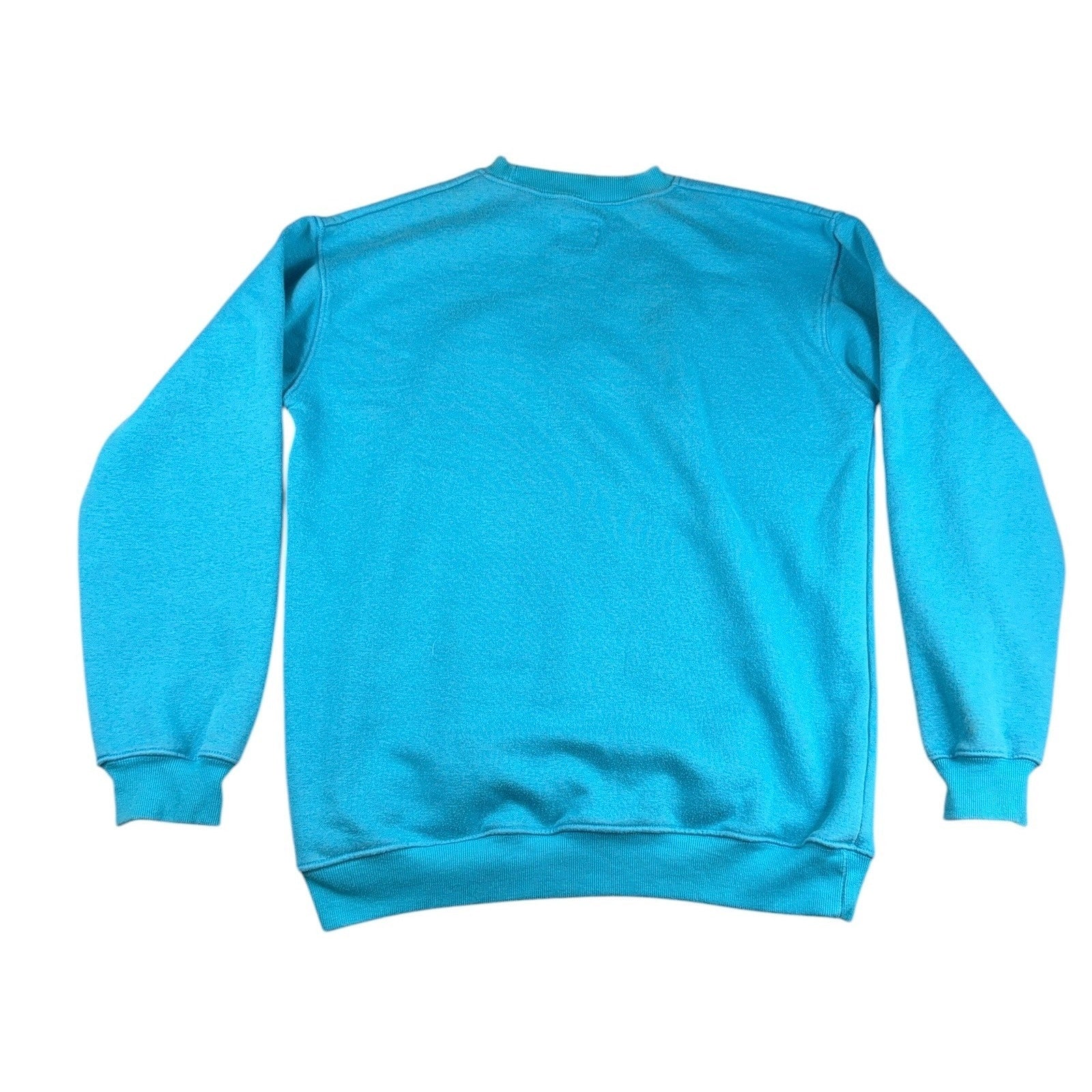 Mens Turquoise Embroidered Cartoon Rat Golf Crewneck Sweatshirt Size L Oversized
