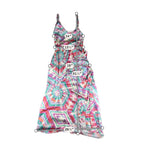 Flying Tomato Maxi Dress Womens M Abstract Watercolor Wrap High Low Ruffle Boho