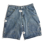 Mens XL 34 Baggy Denim Cargo Jorts Y2K Skater Carpenter Utility Shorts