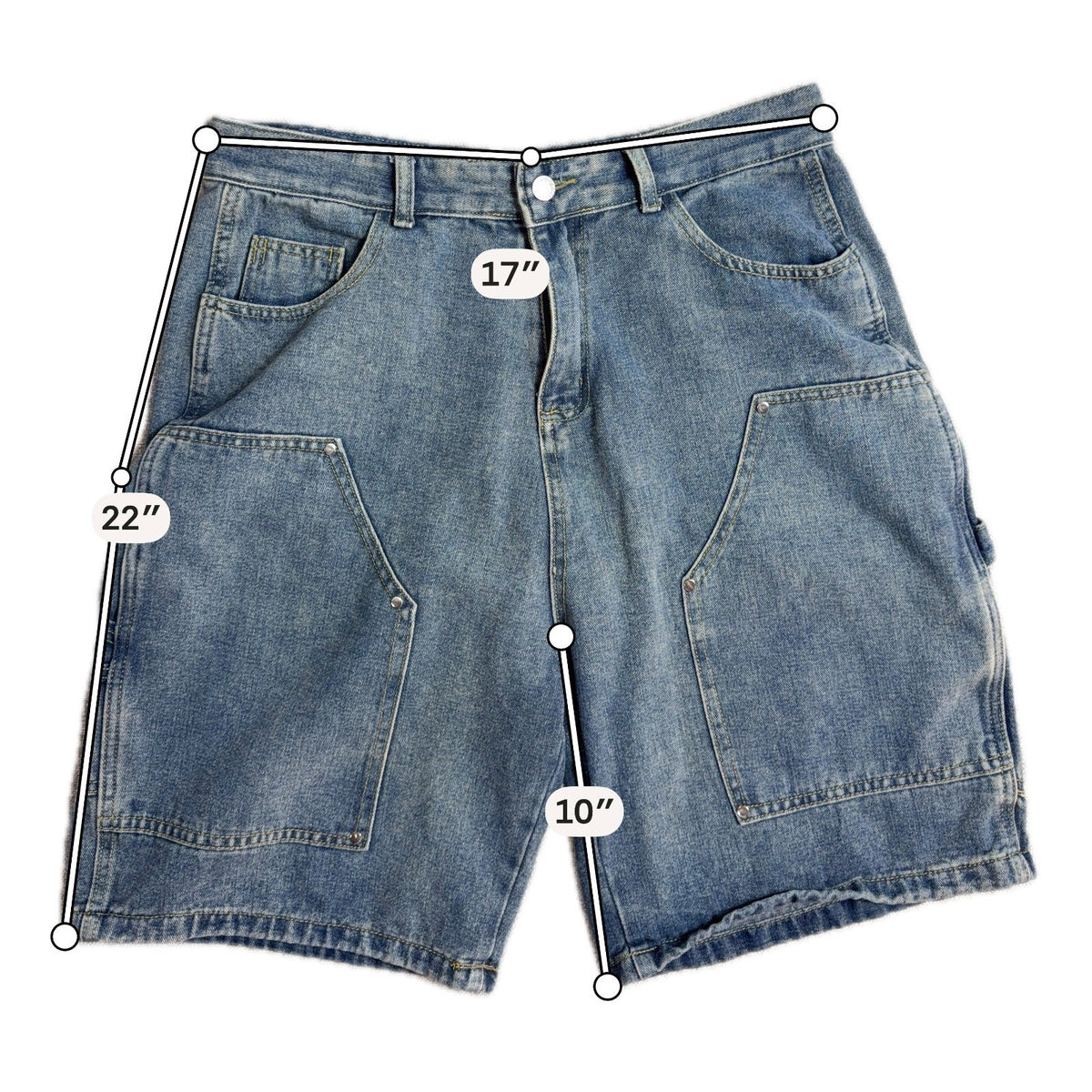 Mens XL 34 Baggy Denim Cargo Jorts Y2K Skater Carpenter Utility Shorts