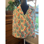 Mersea Floral Pajama Top Womens Small Cotton Button Front Lounge Sleep Shirt Cot
