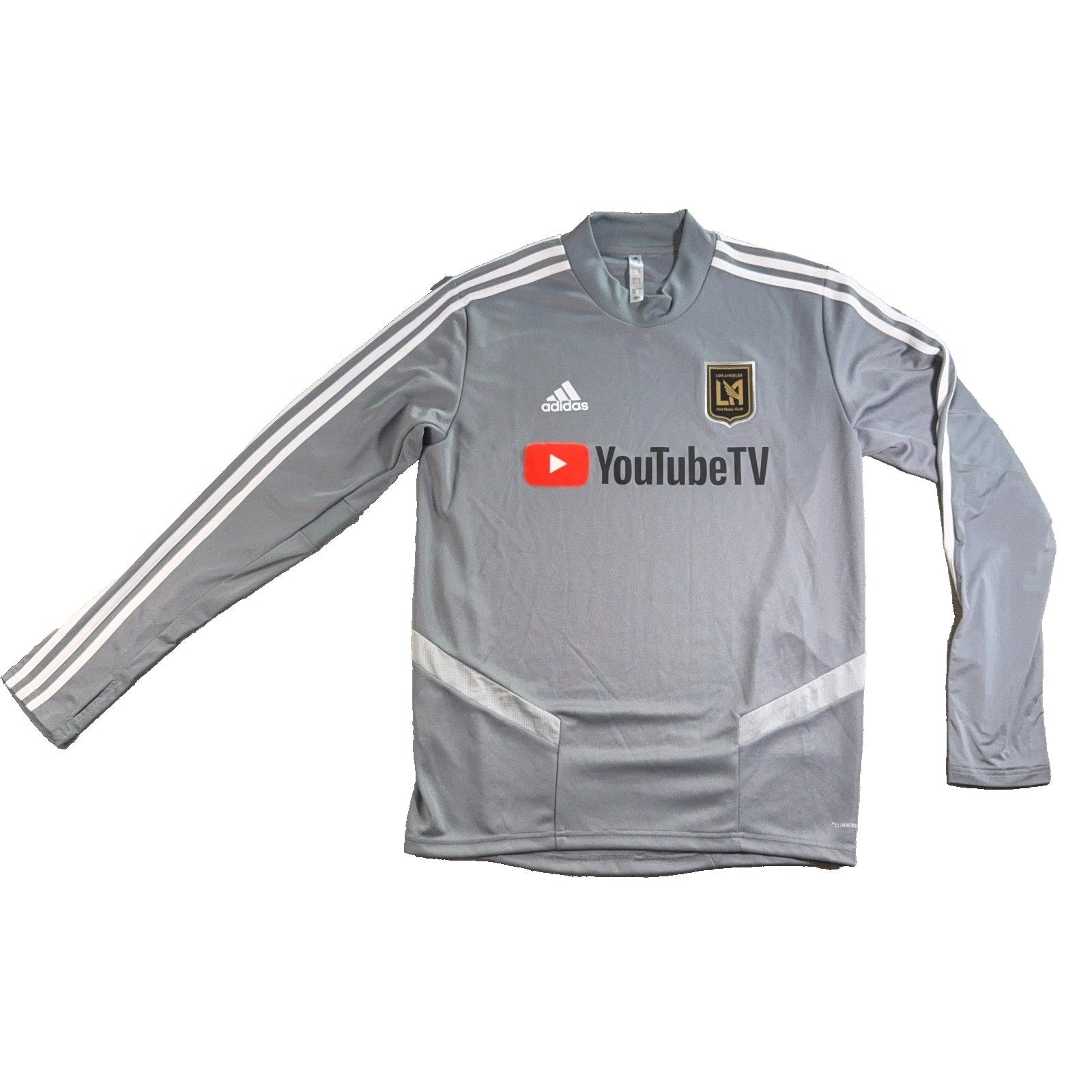 LAFC Adidas Long Sleeve Training Top Mens M Gray YouTube TV MLS ClimaCool