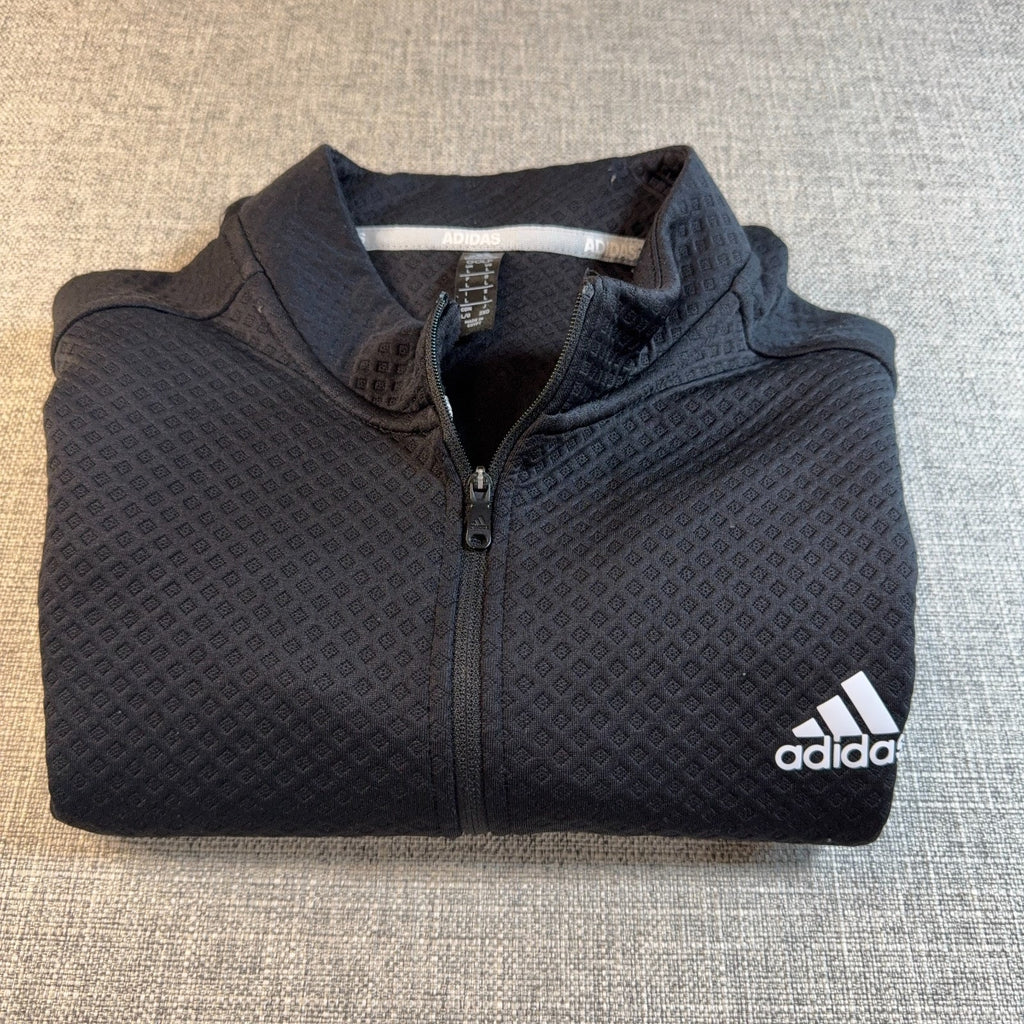 adidas Golf Men's L Black Textured 1/4 Zip Pullover Performance ADVR0850