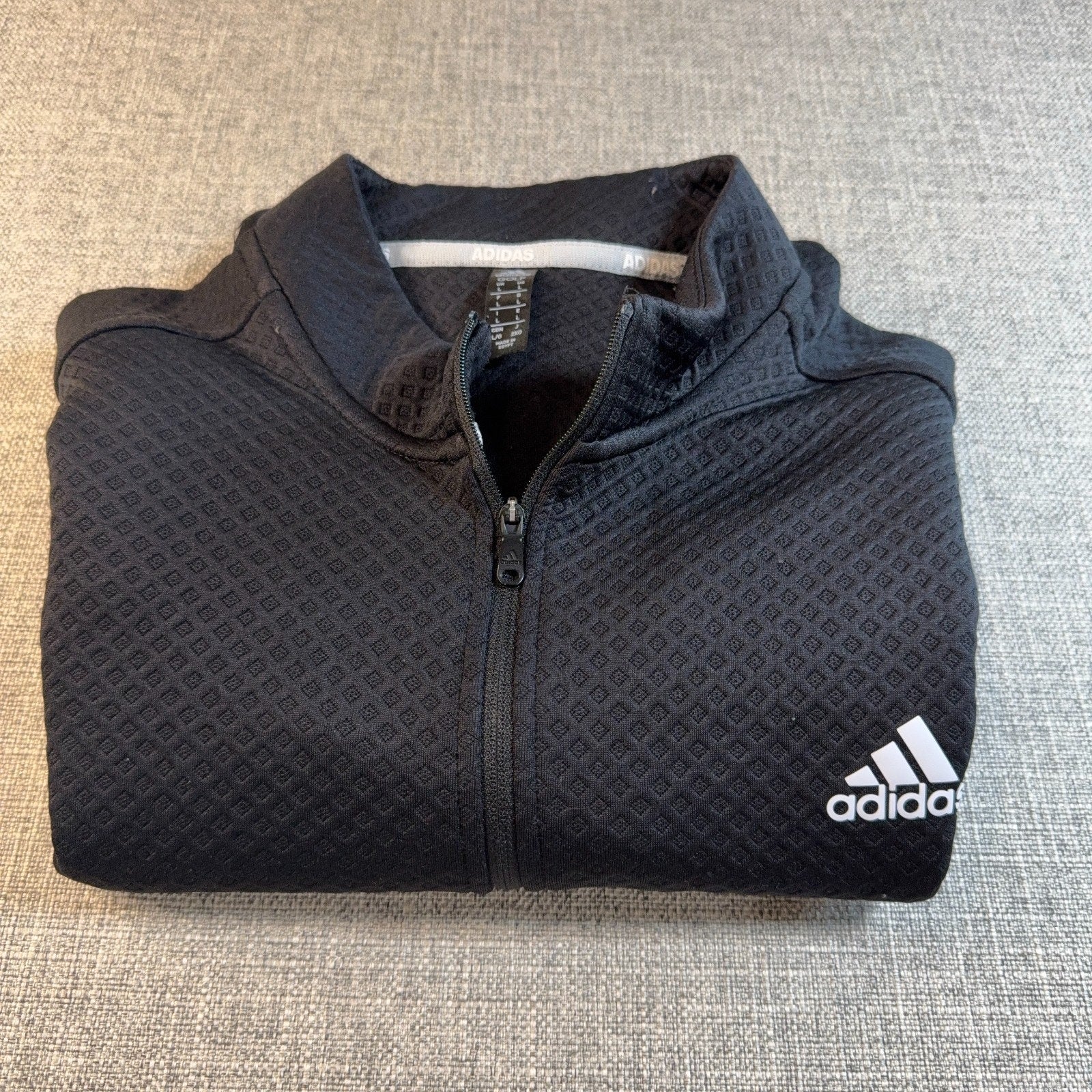 adidas Golf Men's L Black Textured 1/4 Zip Pullover Performance ADVR0850