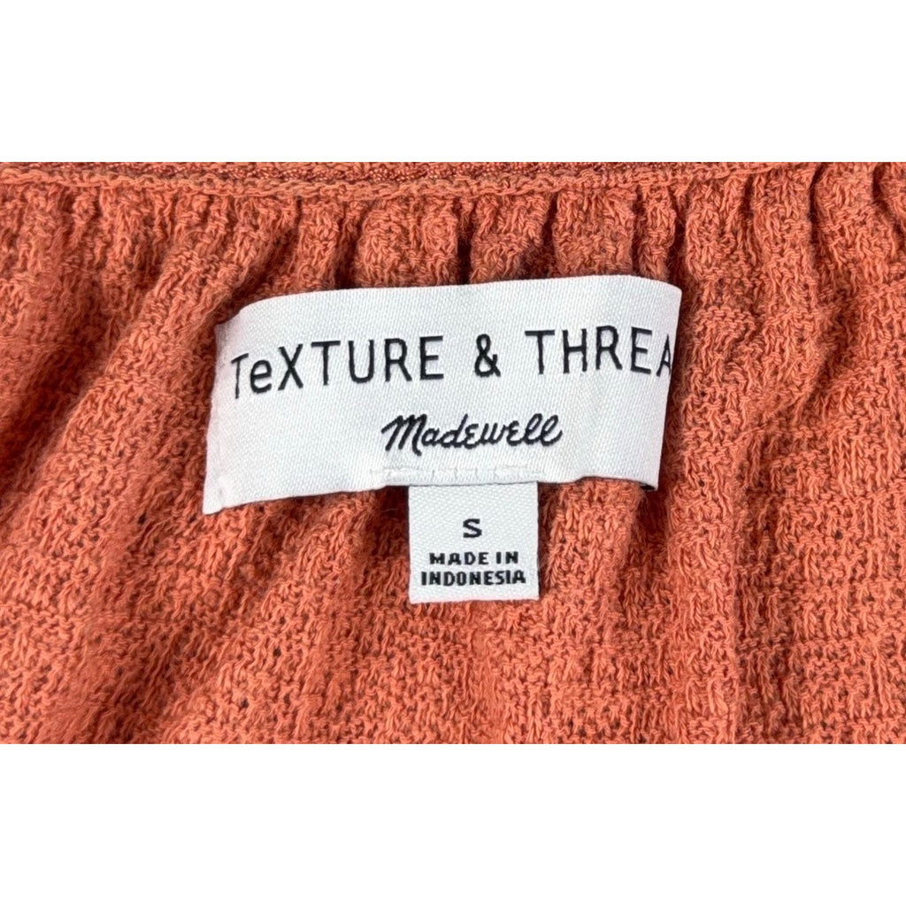 Madewell Texture & Thread Top Womens S Burnt Orange Textured Keyhole Blouse