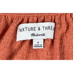 Madewell Texture & Thread Top Womens S Burnt Orange Textured Keyhole Blouse