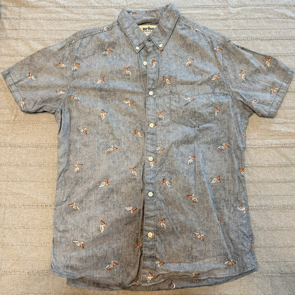 Mens Large Button Up Shirt Bundle 2 pc J Crew Abercrombie Summer Beach Casual