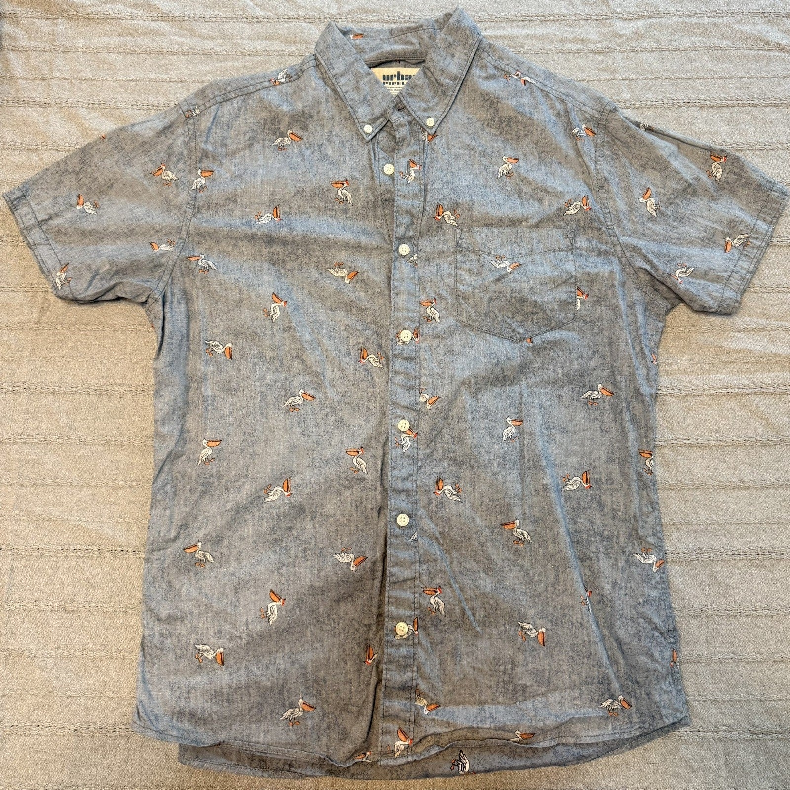 Mens Large Button Up Shirt Bundle 2 pc J Crew Abercrombie Summer Beach Casual